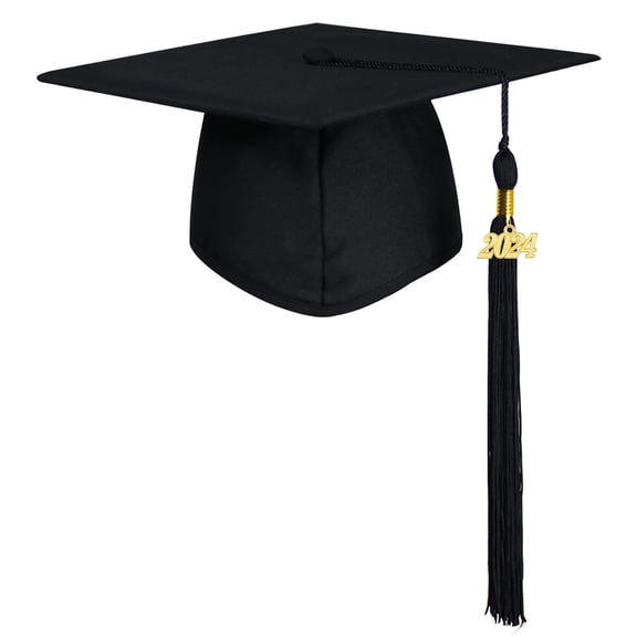 Farfi Adult Graduation Hat with Tassel Solid Color Non-Fading High School Bachelor Graduation Hat Cosplay Prop (Black)