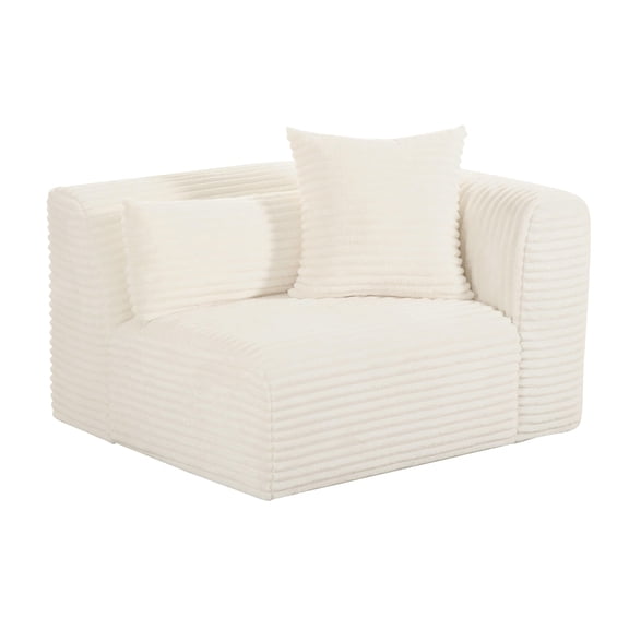 Tarra Fluffy Oversized Cream Corduroy Modular RAF Corner Chair - Cream