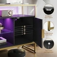 thumbnail image 3 of Bestier 47" LED Coffee Bar Cabinet with Power Outlet & Glass Shelves - Modern Sideboard for Kitchen, Dining, or Living Room, Black, 3 of 8