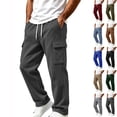 thumbnail image 7 of Dvprdro Mens Sweatpants Cargo Wide Leg Elastic Waist Drawstring Baggy Pants Casual Athletic Open Bottom Lounge Workout Outdoor Joggers with Pockets, 7 of 7