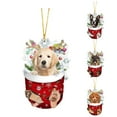 thumbnail image 1 of Adorno Navideño de Perro, Colgante de Acrílico, Diseño de Osito de Peluche Dorado, Bonito Accesorio para Coche, Decoración para Oficina y Hogar, Regalo Ideal para Fiestas, Tamaño 8 X 0,4 Cm., 1 of 2