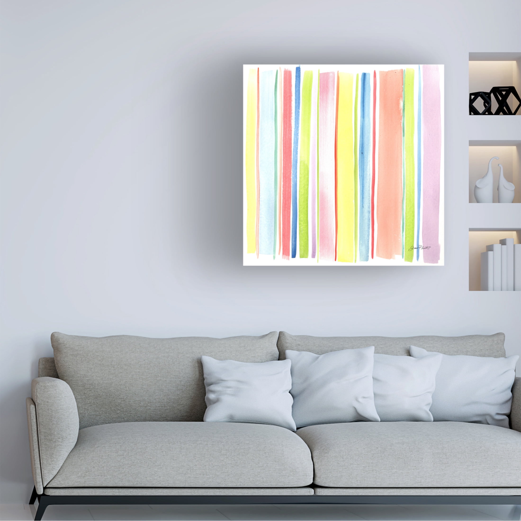 Canvas Wall Art - Jean Plout 'Retro Watercolor Pattern A' Wall Art for Living Room, Bedroom, or Office Décor by Trademark Fine Art - 18 x 18 Inches