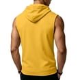 thumbnail image 4 of Men's Sleeveless Hoodie Casual Vintage Washed Muscle Tank Top Workout Gym Loose Fit Drawstring Hooded Shirt Summer Tops,L,Orange, 4 of 7