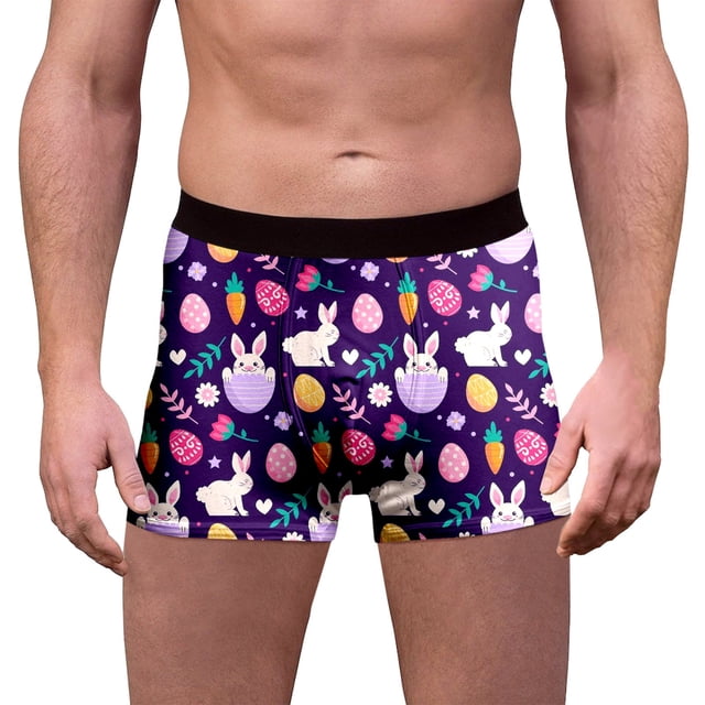 MIASHUI Caleçons de Pâques pour Hommes Doux Respirants Confortables pour Usage Quotidien et Festif Violet Foncé,S