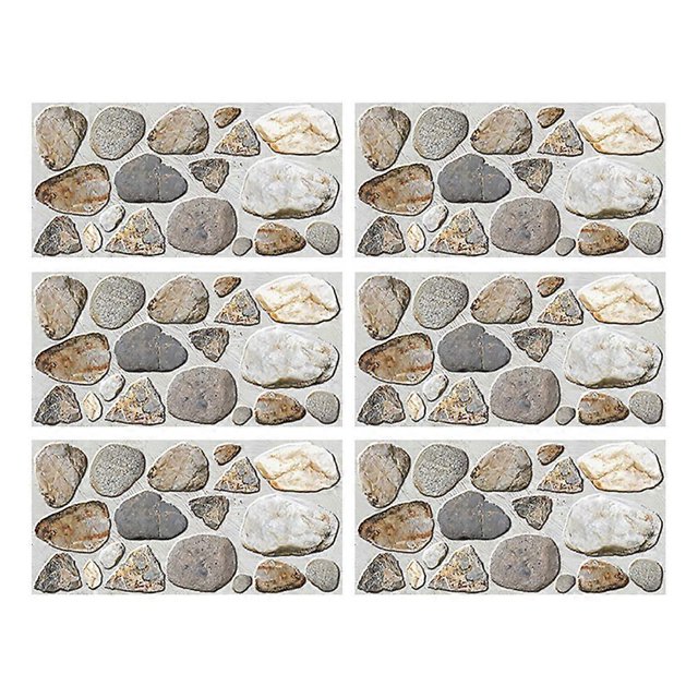 6 Sheets of Pebble Pattern Wall Stickers Waterproof Wallpaper Oilproof Stickers