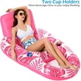 thumbnail image 5 of Inflatable Pool Float Adult - Pool Floaties Lounger Floats Raft Floating Chair Water Floaties for Swimming Pool Lake Lounge Float with Cup Holders Beach Pool Party Toys for Adults (Pink), 5 of 7