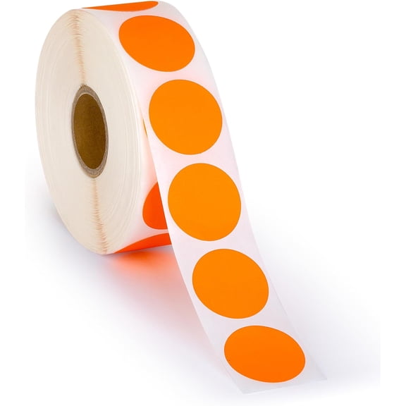 2000pcs Neon Orange Dot Sticker Label Roll, 1" Diameter, Labels for Inventory, Color Code Labels, Organization Stickers, 1000/roll (Pack of 2)