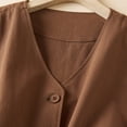 thumbnail image 6 of Nrmvnmi Women's Sleeveless Cotton Linen Vest Solid Color Button Down V Neck Waistcoat Button closure Jacket With Pockets Coffee, 6 of 9