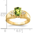 thumbnail image 2 of 14K Yellow Gold 8X6mm Oval Peridot Aa Diamond Ring (Size 6) Made In United States y4452pe/aa, 2 of 5