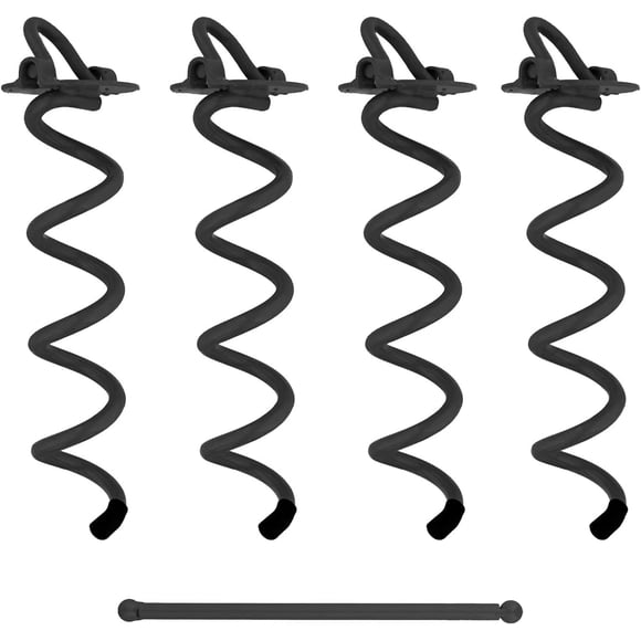 Spiral Ground Anchors - 10 Inch Tent Stakes Heavy Duty Ground Screw Anchor Twist Stakes, 4 Pack