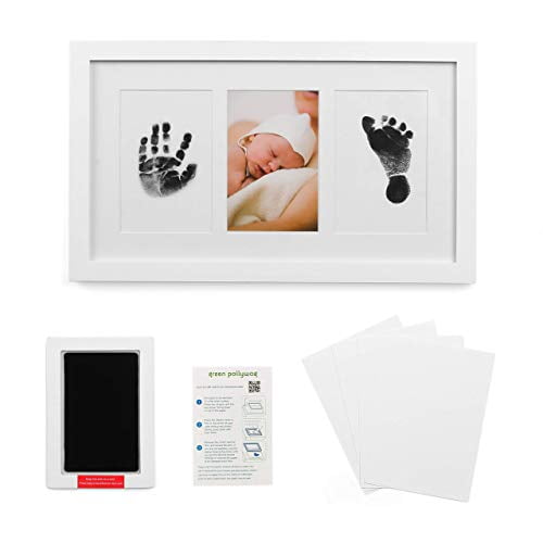 Baby Prints Newborn Handprint and Footprint Photo Frame Kit Paw Ink Pad for Dogs with Clean-Touch Inkless Ink Pad,Gift to New Parents or Baby Boys Girls Shower Registry Baby Ink Pad Frame Kit 