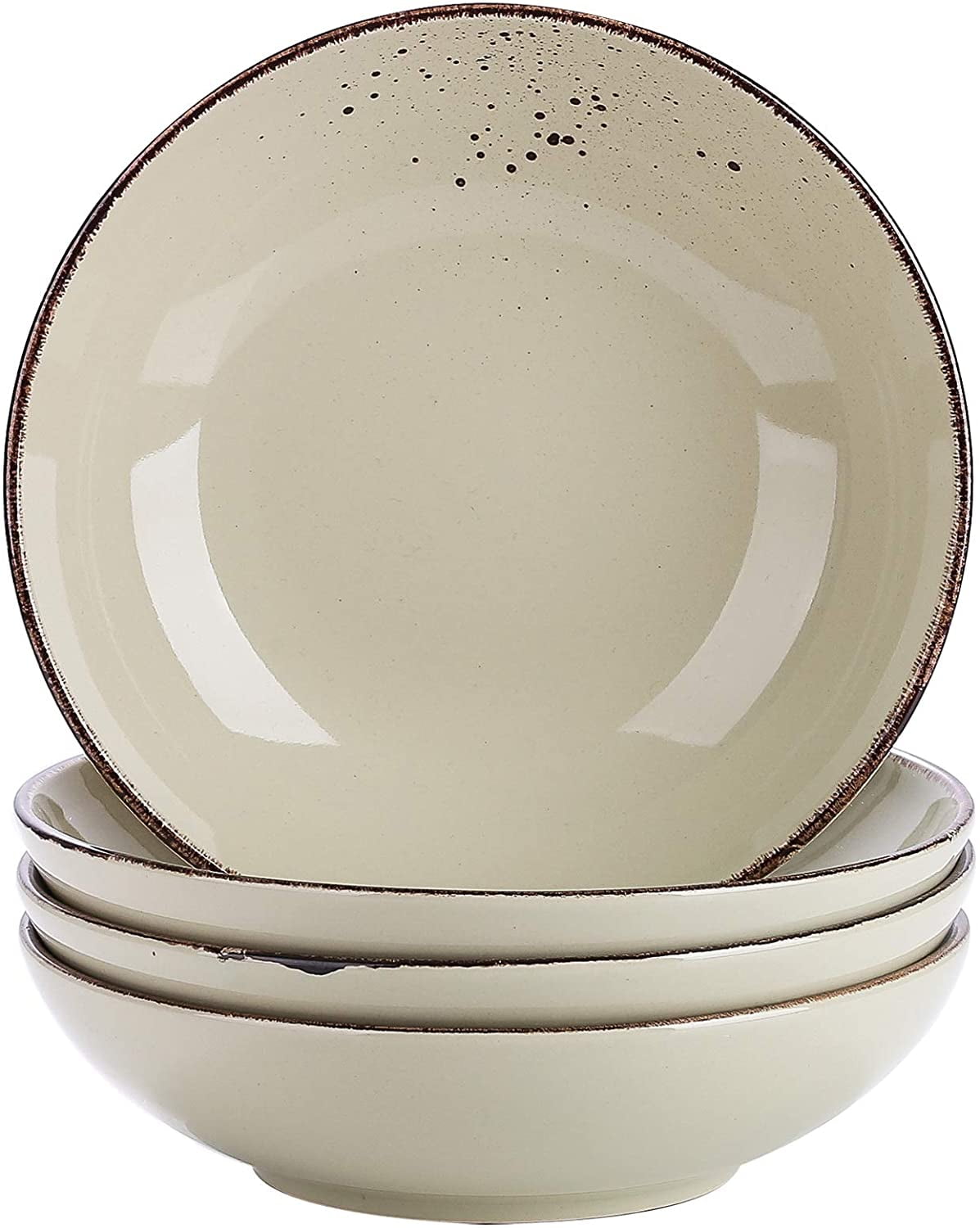 Vancasso Navia Nature 8.6 Soup Plate Porcelain Beige in Vintage Look Nature Ceramic Soup Plate Set 21.5 * 21.5 * 4.5cm Set of 4 