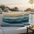 thumbnail image 2 of Outdoor Pillow Cover Ombre Green Ocean Wave Set of 2 Waterproof Throw Pillowcases Abstract Art Decorative Patio Furniture Pillows for Couch Garden Indoor & Outdoor Use, 2 of 9