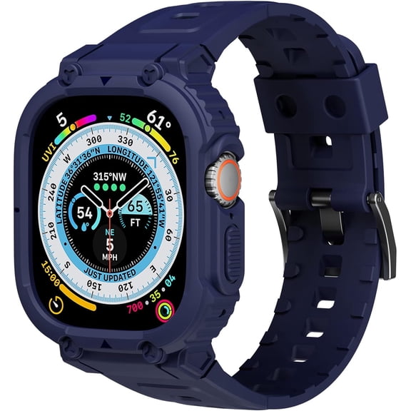 Bumper Case and Band with Compatible with Apple Watch Ultra 49mm, Men Rugged Bands for Iwatch Ultra 49mm, Sport Band Protective Case Cover- Blue