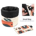 thumbnail image 4 of PhooArto Large Barrel Drawstring Makeup Bag, Orange Record Player Pattern Travel Cosmetic Bag Portable Make Up Organizer Bag, 4 of 6