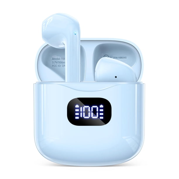 Auriculares inalámbricos KTGEE T08 Bluetooth 5.3 40 horas de reproducción IPX7 azules