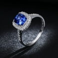 thumbnail image 4 of 2 Carat Classic 8x6mm Oval Cut Blue Sapphire And Moissanite Diamond Halo Engagement Ring in 10k White Gold, 4 of 5