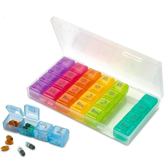MEDca Weekly Pill Organizer 4 Compartment AM/PM Pill Box, 7 Day Large Travel Medication