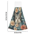 thumbnail image 6 of Yayeee Kitchen Hanging Hand Towels Set of 2 with Loop Bathroom Absorbent Tie Towel, Flowers Cat, 6 of 7