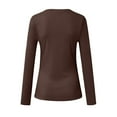 thumbnail image 5 of GEWSEY Long Sleeve Shirts for Women V Neck Ribbed Knit Fitted Fall Basic Tshirts Going Out Tops 2025 Casual Trendy Clothes (Brown, XL), 5 of 5