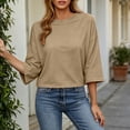 thumbnail image 4 of Posijego Womens 3/4 Sleeve Shirts Athletic Workout T-Shirts Backless Summer Casual Running Yoga Active Tees for Women, 4 of 9