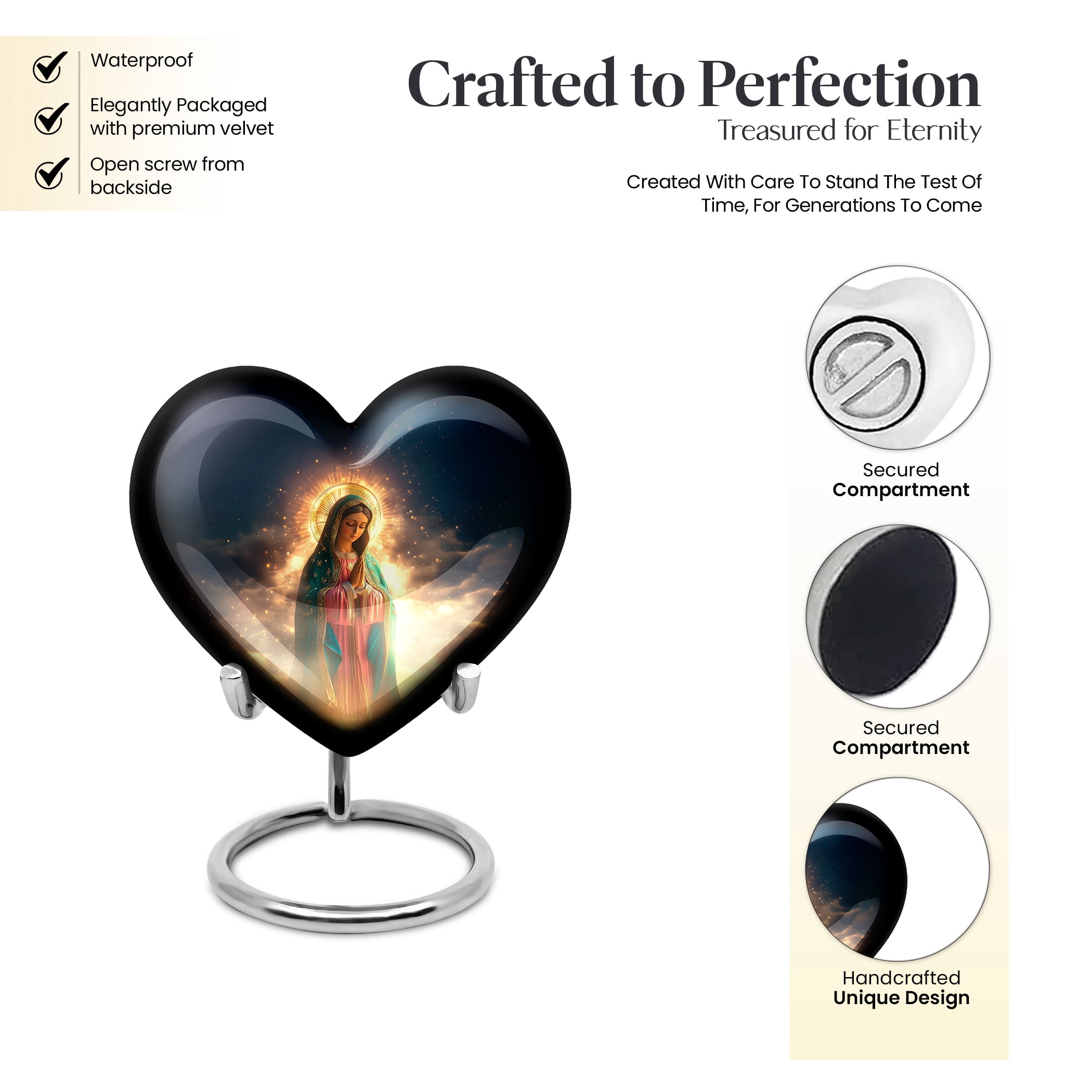 Lady Of Guadalupe Urn, Cremation Urns for Women, Small Urns Adult Male, Urn for Ashes for Women, Urns for Human Ashes Adult Man, Burial Urns Ashes (Size - 3inch, 4 Pcs)