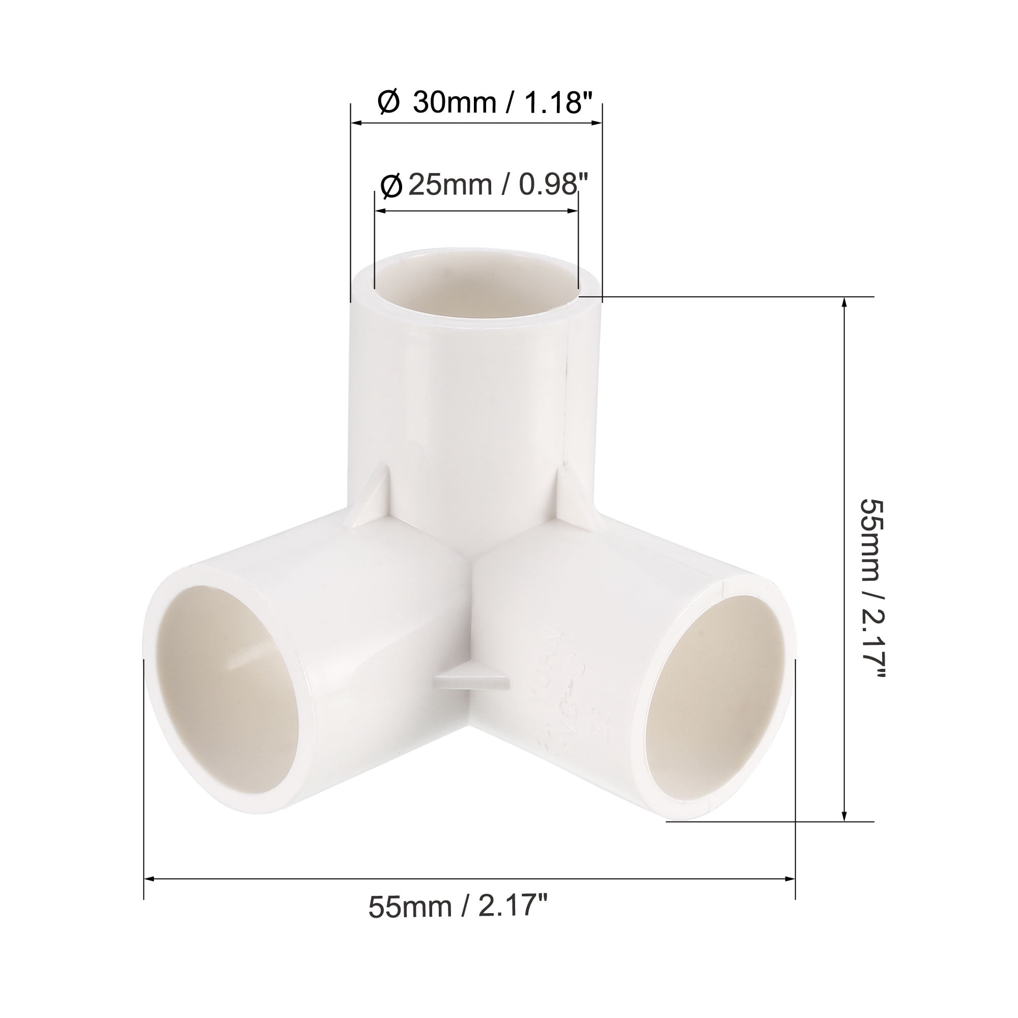 3way 3/4 inch Furniture Grade 3way 3/4 inch White Pack of 5 PVC Elbow Corner Side Outlet Tee Fitting 