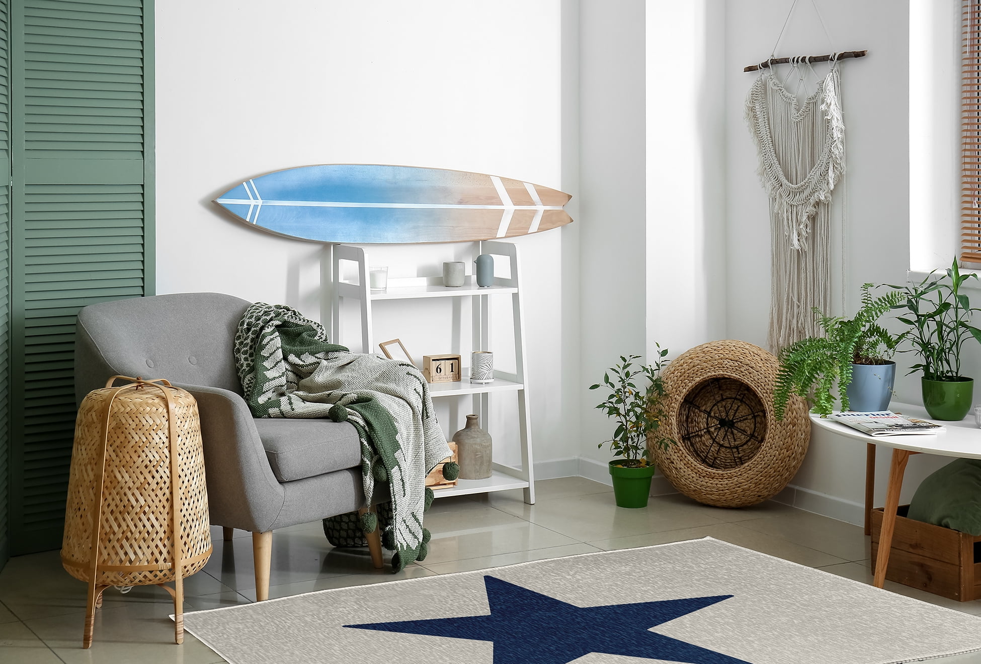 Simply Daisy 4' x 6' Big Star Chenille Rug, Nautical Blue