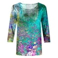 thumbnail image 4 of TIMIFIS Womens Tops Tunique Décontractée à Manches 3/4 Coupe Ample Tops T-Shirt Col Rond - Liquidation d'Automne, 4 of 5