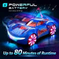 thumbnail image 5 of JoyStone RC Drift Car for Kids, 2.4GHz Remote Control Stunt Car with Spray Mist, LED Lights and Music, 2 Rechargeable Batteries, Gift for Boys Girls, Blue, 5 of 10