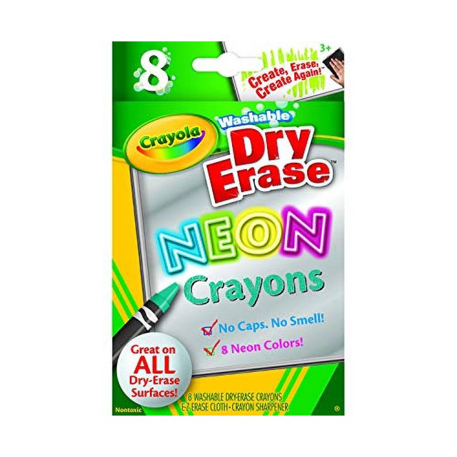 CrayolaCrayones Neon p/PU. BlancaArte8 uniLavablesIdeal p/actividades artísticas en salonIncl Sacapuntas y Paño Borrador