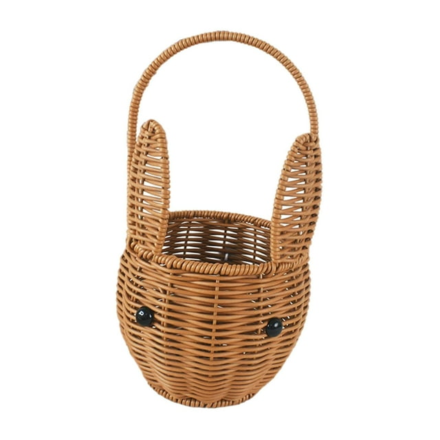 Cesta de almacenamiento portátil, cesta tejida con forma de animal y asa, cesta organizadora S