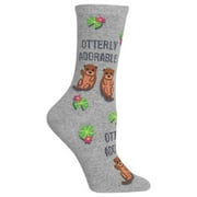 Otterly Adorable Grey Ladies Crew Socks