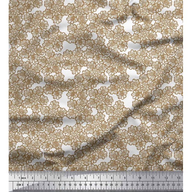 Soimoi Cotton Duck Fabric Artistic Floral Print Fabric by Yard 42 Inch Wide