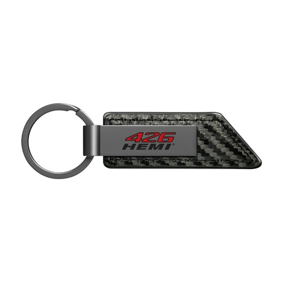 HEMI 426 Black PU Leather Carbon Fiber Texture Strap Black Metal Bar LED Printed Logo Key Chain