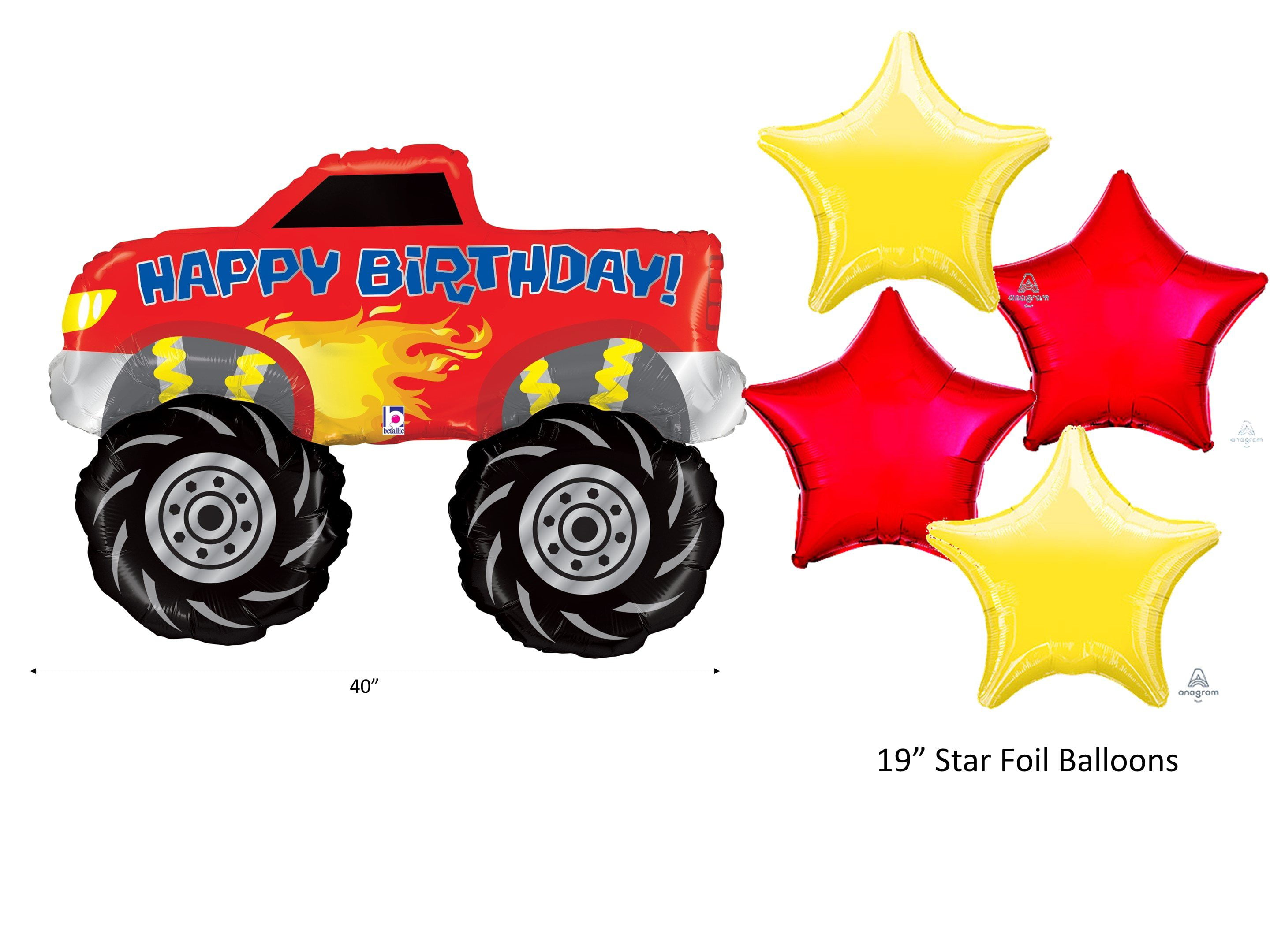 195 Pieces Monster Trucks Birthday Party Supplies,Includes Happy Birthday  Banner,Tablecloth,Plates,Paper Cups,Napkins,Knives,Forks Tableware Set