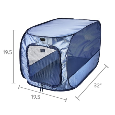 VIBRANT LIFE SOFT-SIDED POP OPEN DOG KENNEL, BLUE, MEDIUM