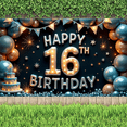 thumbnail image 4 of Colorful Balloon Birthday Banner Decorative Cake Stars Happy 16th Celebration for Birthday Party Teenage Event Kids Gathering, 4 of 8