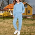 thumbnail image 6 of GiLiling Hoodie Sweatsuit Set for Boys Girls 2 Piece Hooded Sweatshirt Jogger Sweatpants Tracksuit Kids Athletic Solid Outfits (Sky Blue, 5-6 Years), 6 of 8
