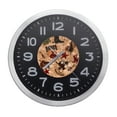 thumbnail image 1 of Wall Clock Home Decor or for a Patio/RV/Game Room 10" Round Silver Edge with a Black Face Featuring Your Choice of a Sports Themed Vinyl Decal - FREE Battery Included (Soccer), 1 of 1