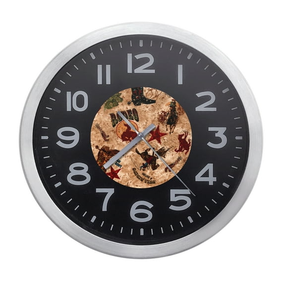 Wall Clock Home Decor or for a Patio/RV/Game Room 10" Round Silver Edge with a Black Face Featuring Your Choice of a Sports Themed Vinyl Decal - FREE Battery Included (Soccer)