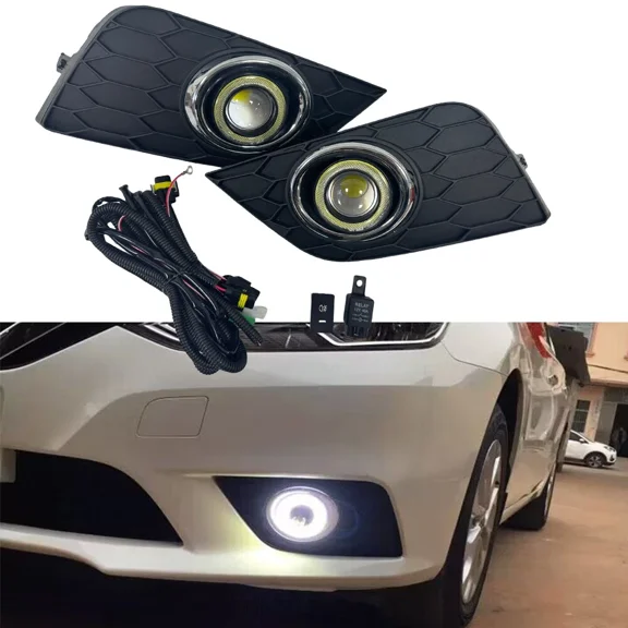 LED Driving FogLight COB Halo Angel Eye Cable Switch For Nissan Sentra 2016-2019