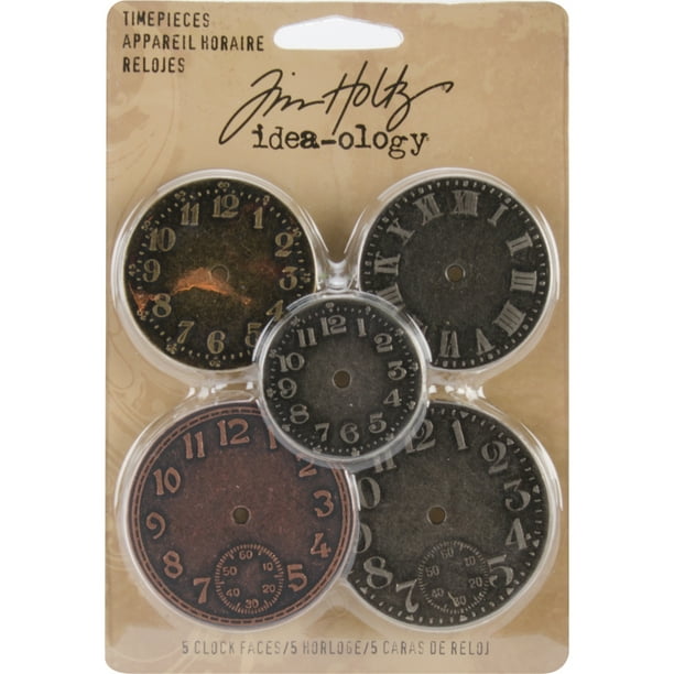Idea-Ology Montres Horloge Fait Face 1.25" à 1.75" 5/Pkg-Antique Nickel, Laiton & Cuivre