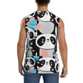 thumbnail image 4 of Balery Panda Cute Pink Hearts Men's Sleeveless Muscle Shirts Workout Tank Top, Moisture Wicking, Odor Protection-XX-Large, 4 of 8