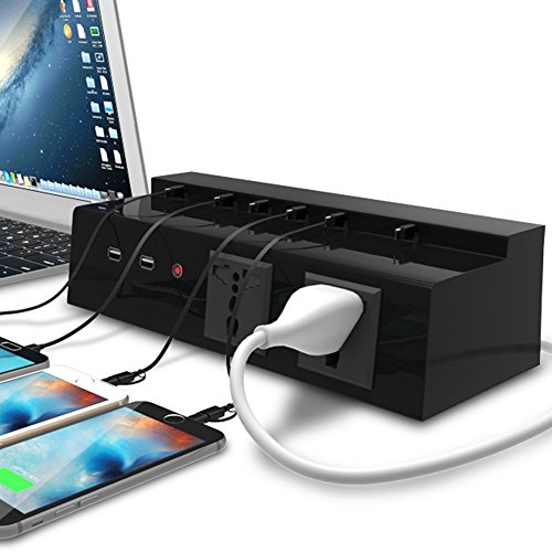 ChargeTech CS6 Power Strip Charging Station with 6 Universal Charging Tips