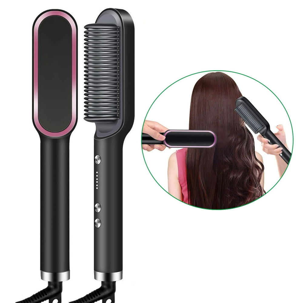 Hair Straightener Brush, Hair Straightening Iron Built with Comb, 25s