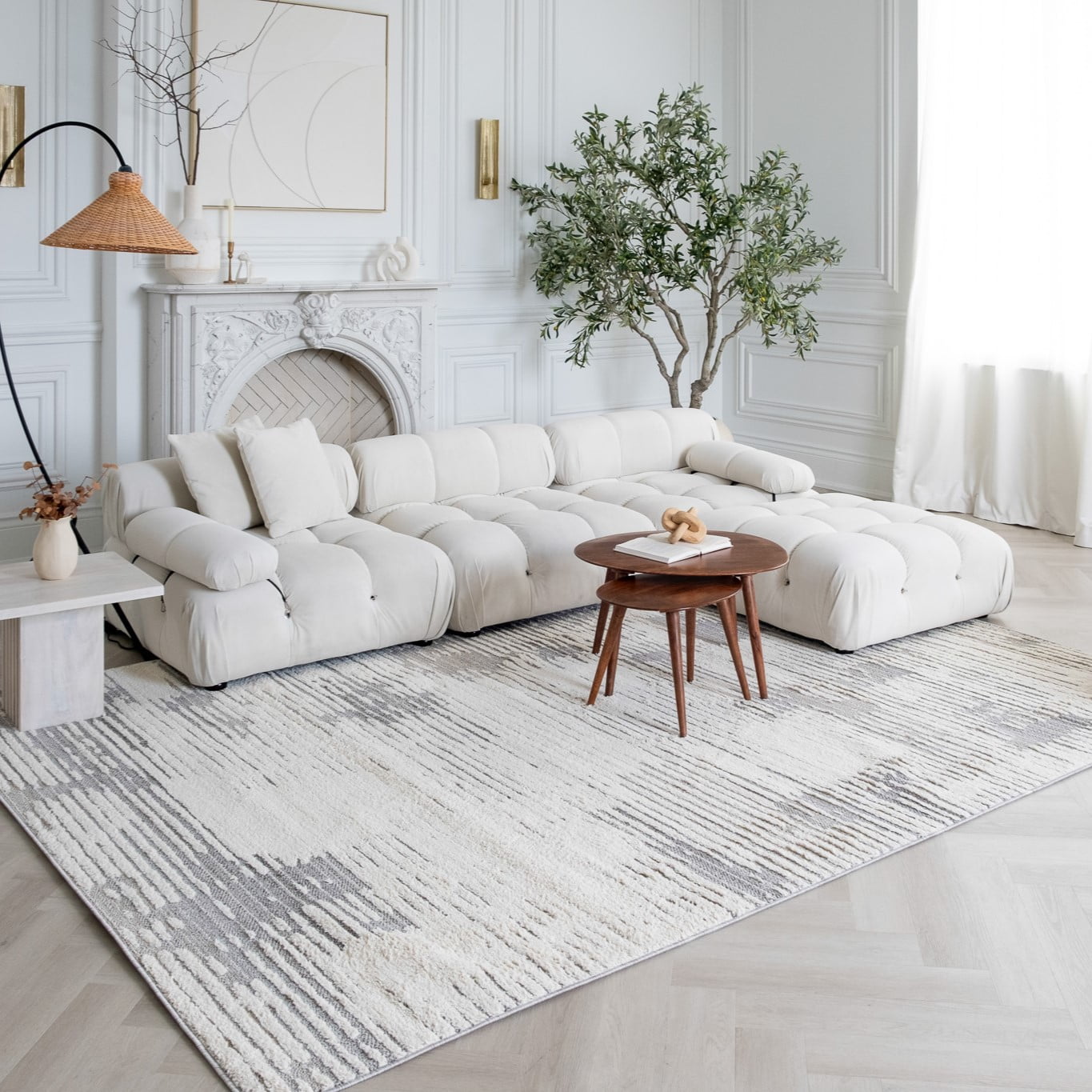 Rug Branch Nimbus Abstract Indoor Area Rug, Cream Grey, Modern - Living Room, Bedroom, Dining Room, and Kitchen