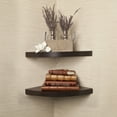 thumbnail image 5 of Danya B. XF11115-2 Small Floating Wall Mount Rustic Laminate Wood Corner Wall Radial Shelves (Set of 2) - Walnut, 5 of 7