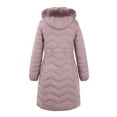 thumbnail image 3 of Women's Long Hooded Parka, Faux Fur Trim Winter Coat, Windproof Puffer Jacket, Thickened Warm Coat, Outdoor Winter Parka with Zipper Pockets Pink L, 3 of 8