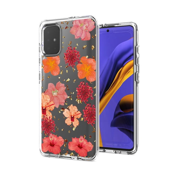 Pressed Dried Flower Design Phone Case For Reiko brand for Galaxy A51 5g In Red